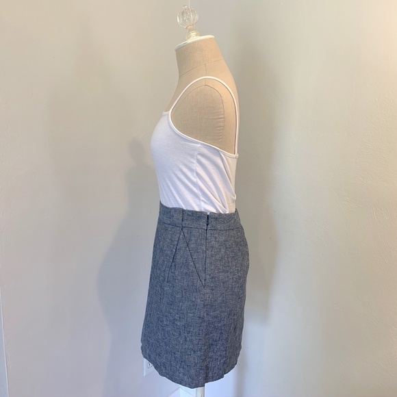 The Limited Blue Linen Pencil Mini Skirt - Picture 2 of 8